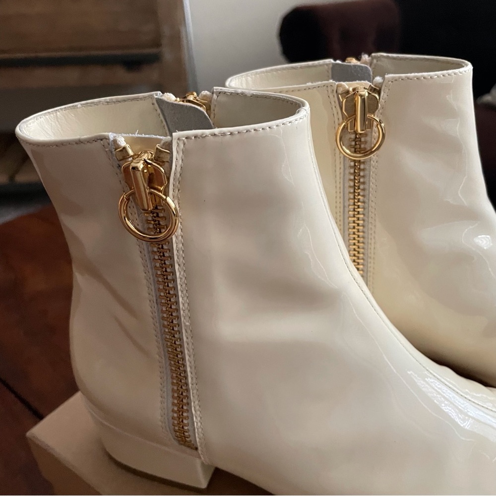 JOIE RUBEE DOUBLE ZIP PATENT LEATHER FLAT GOGO BOOTIE - Picture 4 of 15
